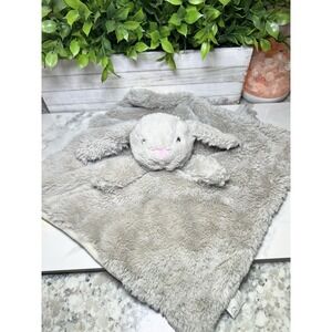 Kellytoy Bunny Rabbit Fur Satin Ear Baby‎ Plush Lovey Security Blanket Sewn Eyes